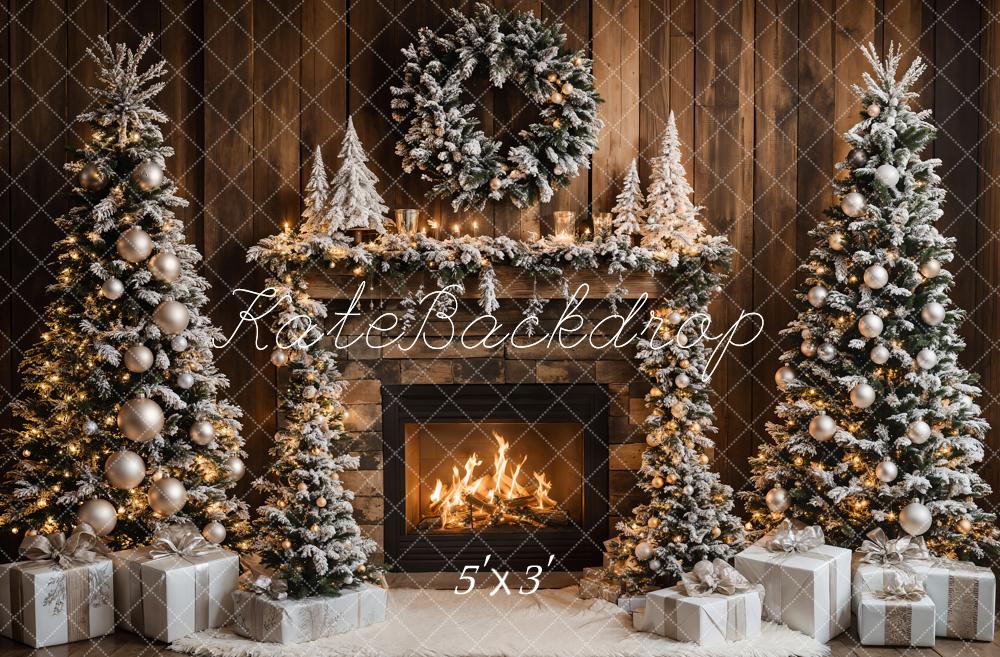 TEST Kate Christmas Tree Fireplace Wood Wall Backdrop Designed by Emetselch