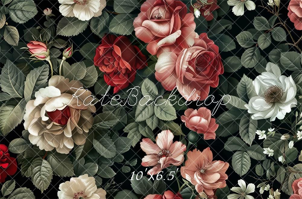 Kate Valentine Vintage Roses Pattern Backdrop Designed by Lidia Redekopp