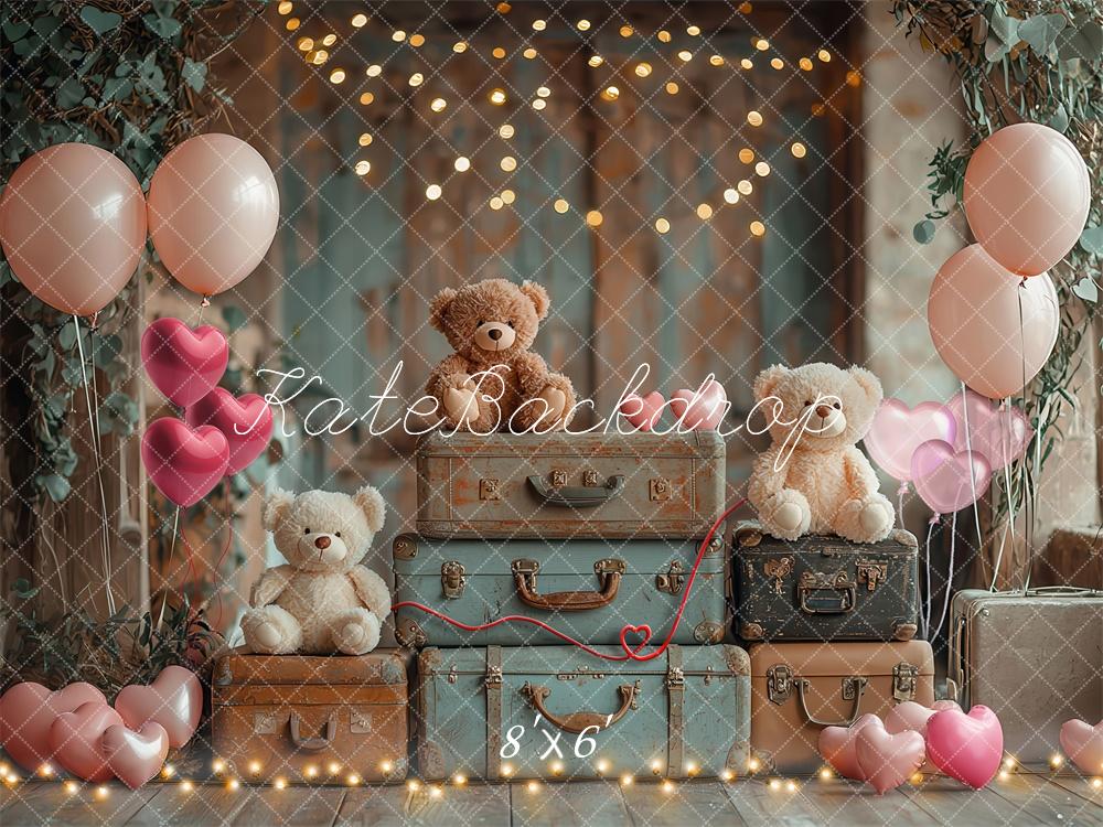 Kate Cake Smash Teddy Bear Suitcase Balloon Backdrop Designed by Laura Bybee