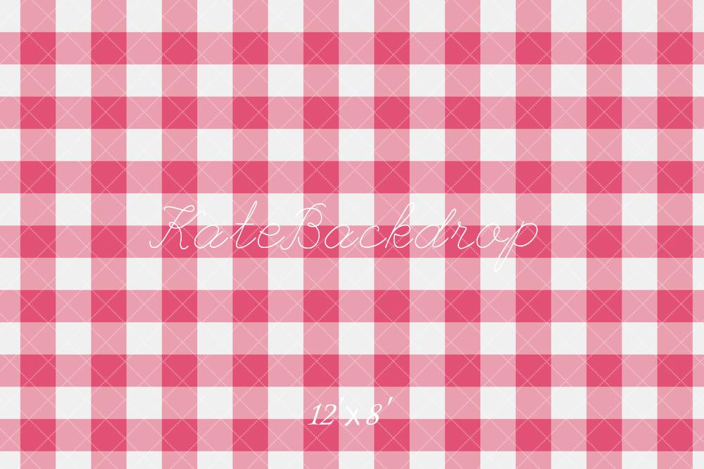 Kate Pink Checkered Gingham Floor Backdrop Designed by Emetselch