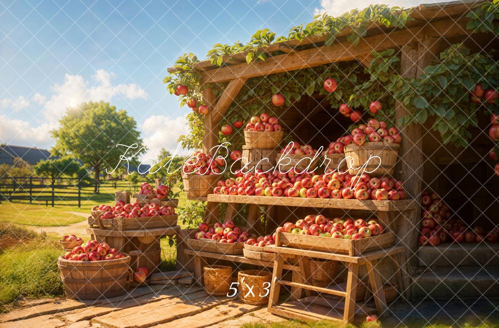 Kate Fall Forest Country Outdoor Apple Stand Backdrop Designed by Emetselch