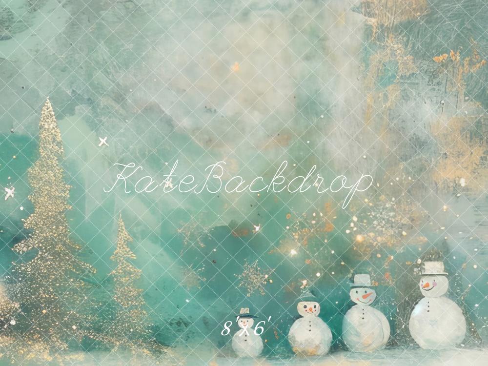 Fondo de invierno Navidad muñeco de nieve copos de nieve diseñado por Lidia Redekopp