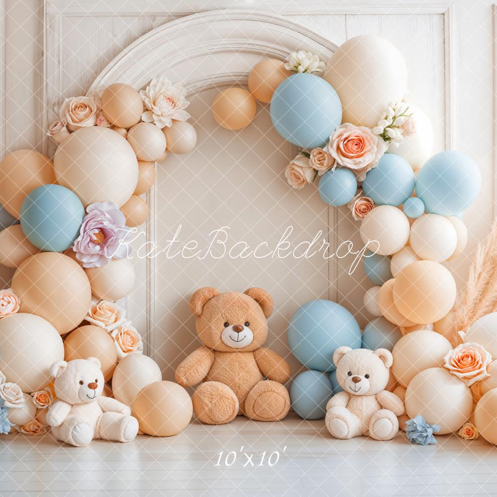 Kate Cake Smash Balloon Teddy Bear Arch Backdrop Designed by Emetselch