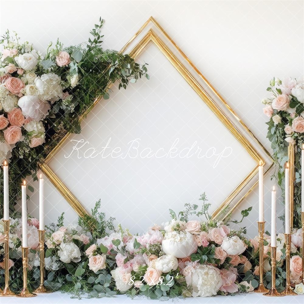 Kate Spring Wedding Floral Frame Candle Backdrop Designed by Mini MakeBelieve