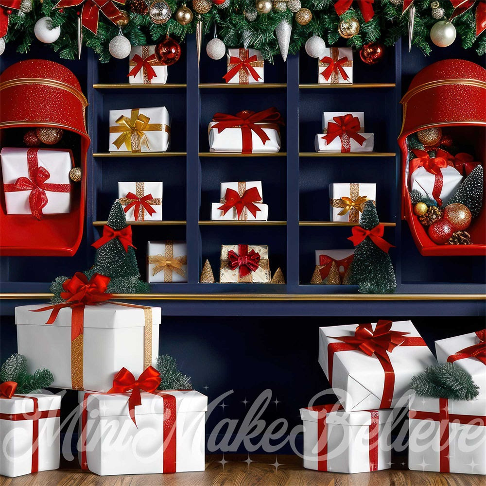 Kate Christmas Indoor Gift Store Backdrop Designed by Mini MakeBelieve
