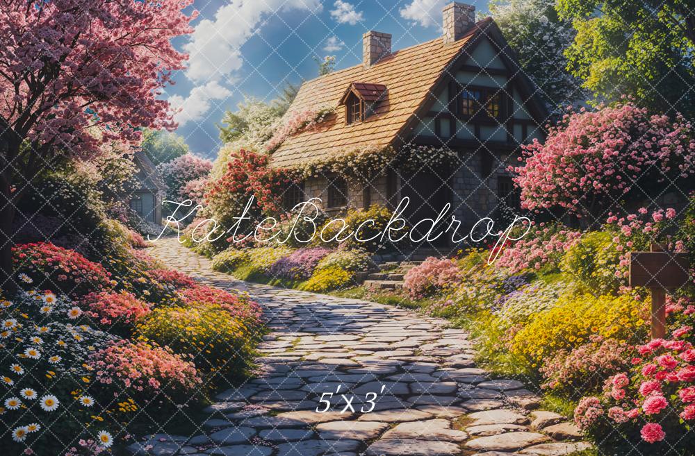 Fondo Floral de Sendero de Primavera Cottage Diseñado por Emetselch