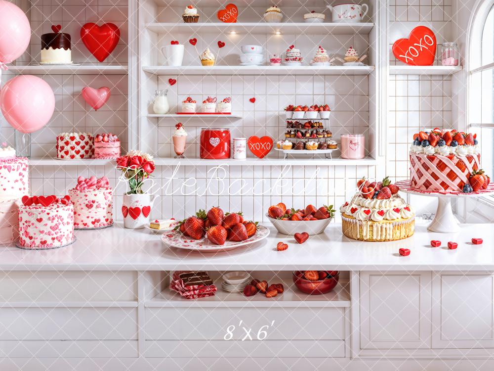 Fondo de pastel de postre romántico de San Valentín diseñado por Emetselch