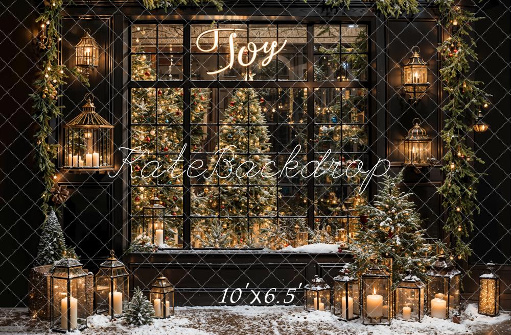 Kate Winter Christmas Black Framed Window Retro Wall Backdrop Designed by Emetselch