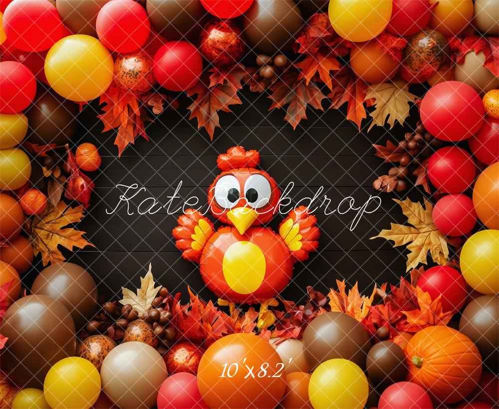 Kate Thanksgiving Turkey Balloon Leaves Backdrop Designed by Patty Roberts