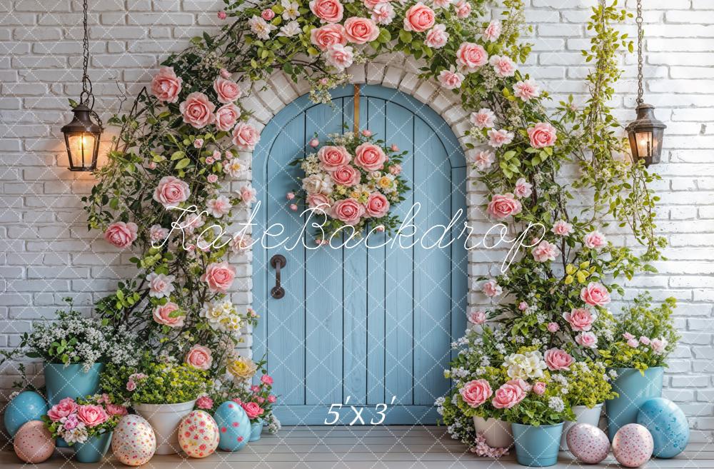 Kate Easter Flower Arch Blue Door Backdrop Designed by Emetselch