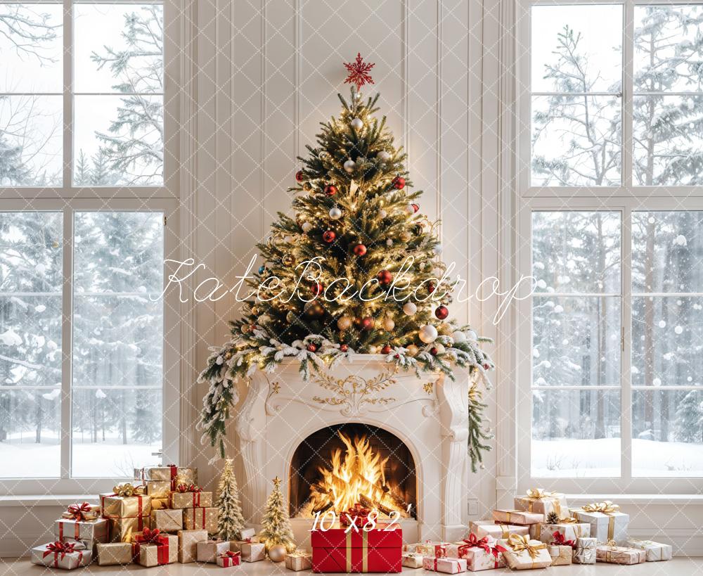 Kate Christmas Tree Fireplace Gifts Window Backdrop Designed by Emetselch