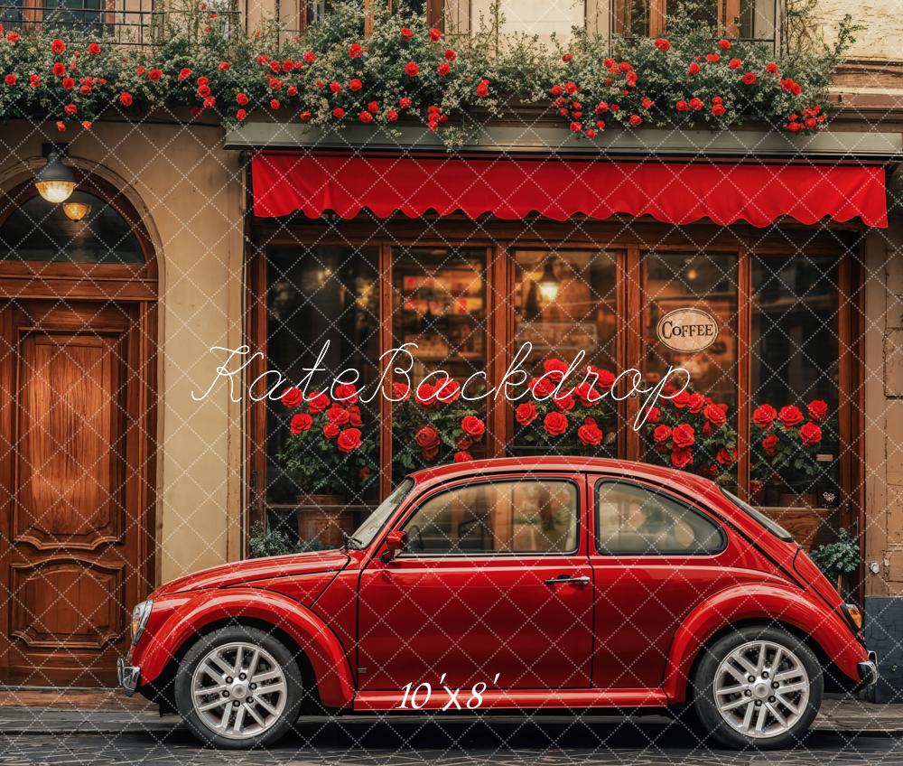 Fondo de Cafetería de Coche Vintage Rojo diseñado por Emetselch