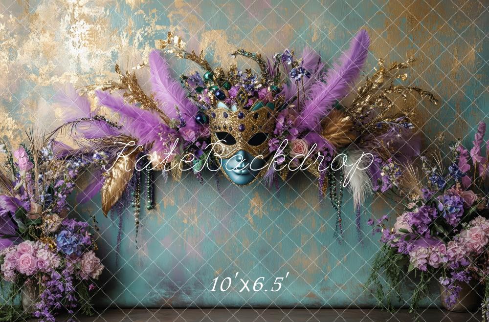 Kate Carnival Mardi Gras Mask Floral Backdrop Designed by Patty Roberts