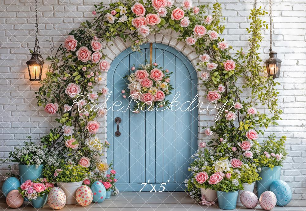 Kate Easter Flower Arch Blue Door Backdrop Designed by Emetselch