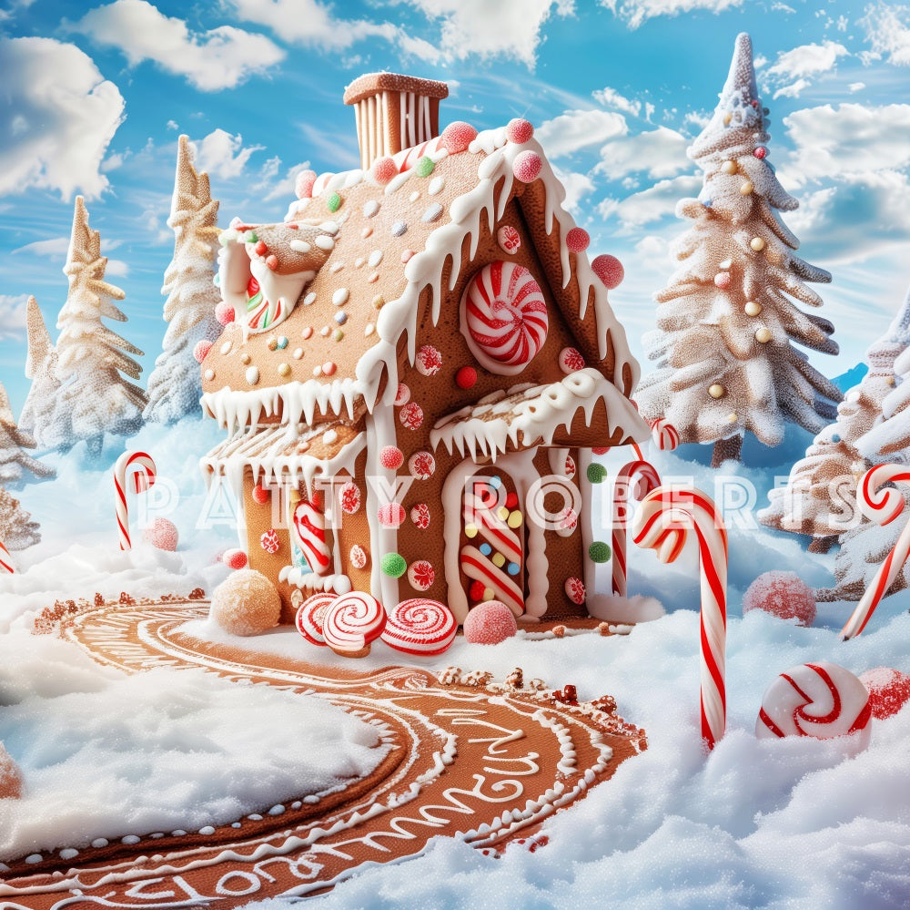 Kate Christmas Tree Gingerbread Village Candy Canes Backdrop Designed by Patty Robert