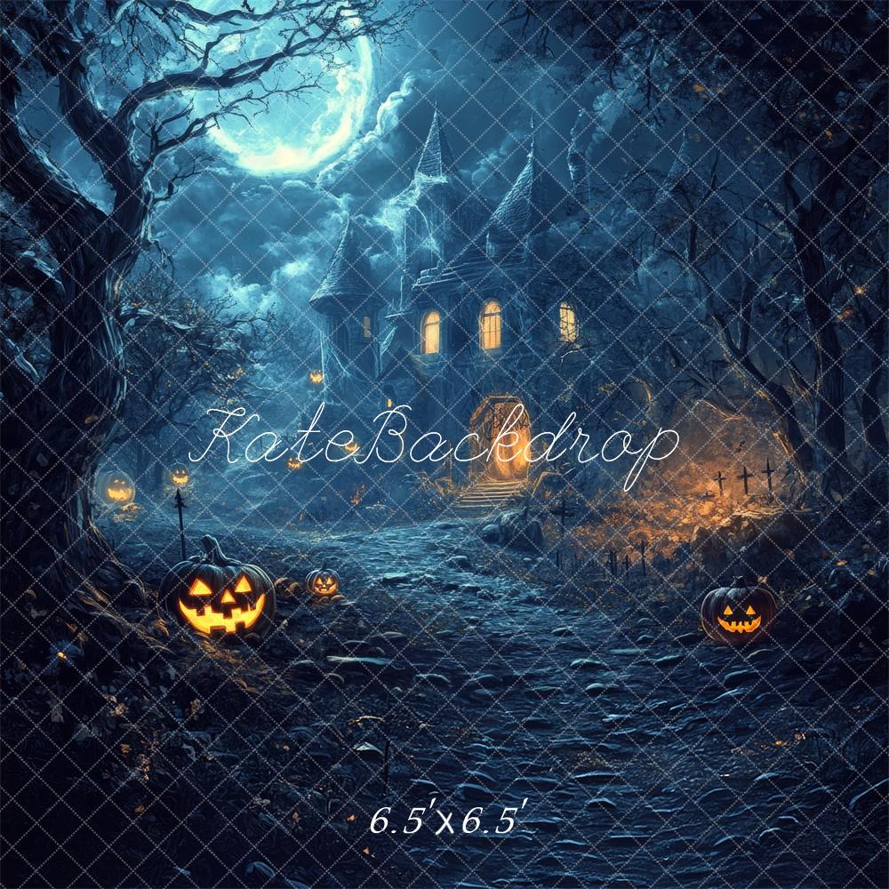 Kate Halloween Haunted House Moon Backdrop Designed by Lidia Redekopp