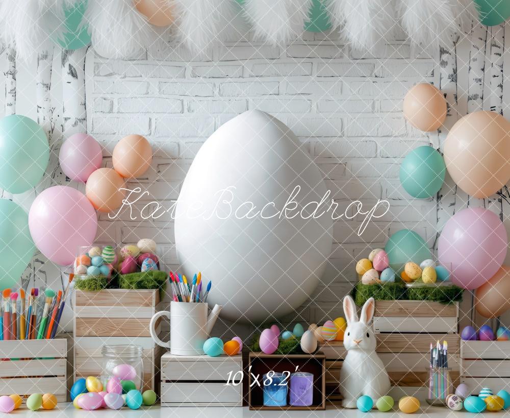 Kate Easter Bunny Pastel Eggs Backdrop Designed by Mini MakeBelieve