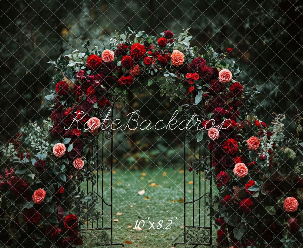 Kate Valentine Dark Rose Arch Garden Wedding Backdrop Designed by Patty Roberts