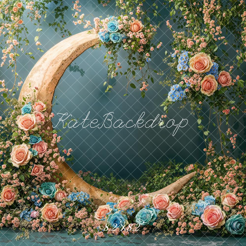 Kate Mother's Day Floral Crescent Moon Backdrop Designed by Emetselch