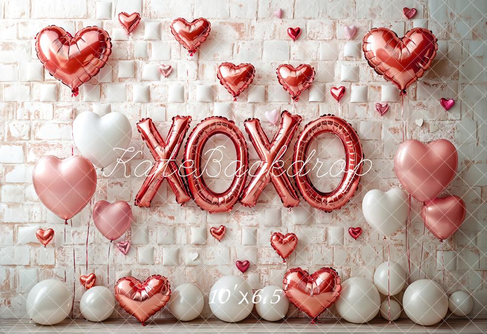 Kate Valentine's Day Pink Heart Balloon Backdrop Designed by Emetselch