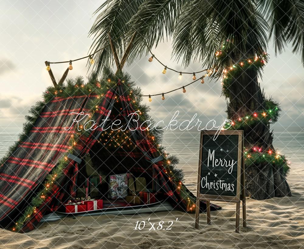 Kate Christmas Beach Tent Cloudy Backdrop Designed by Kerry Anderson