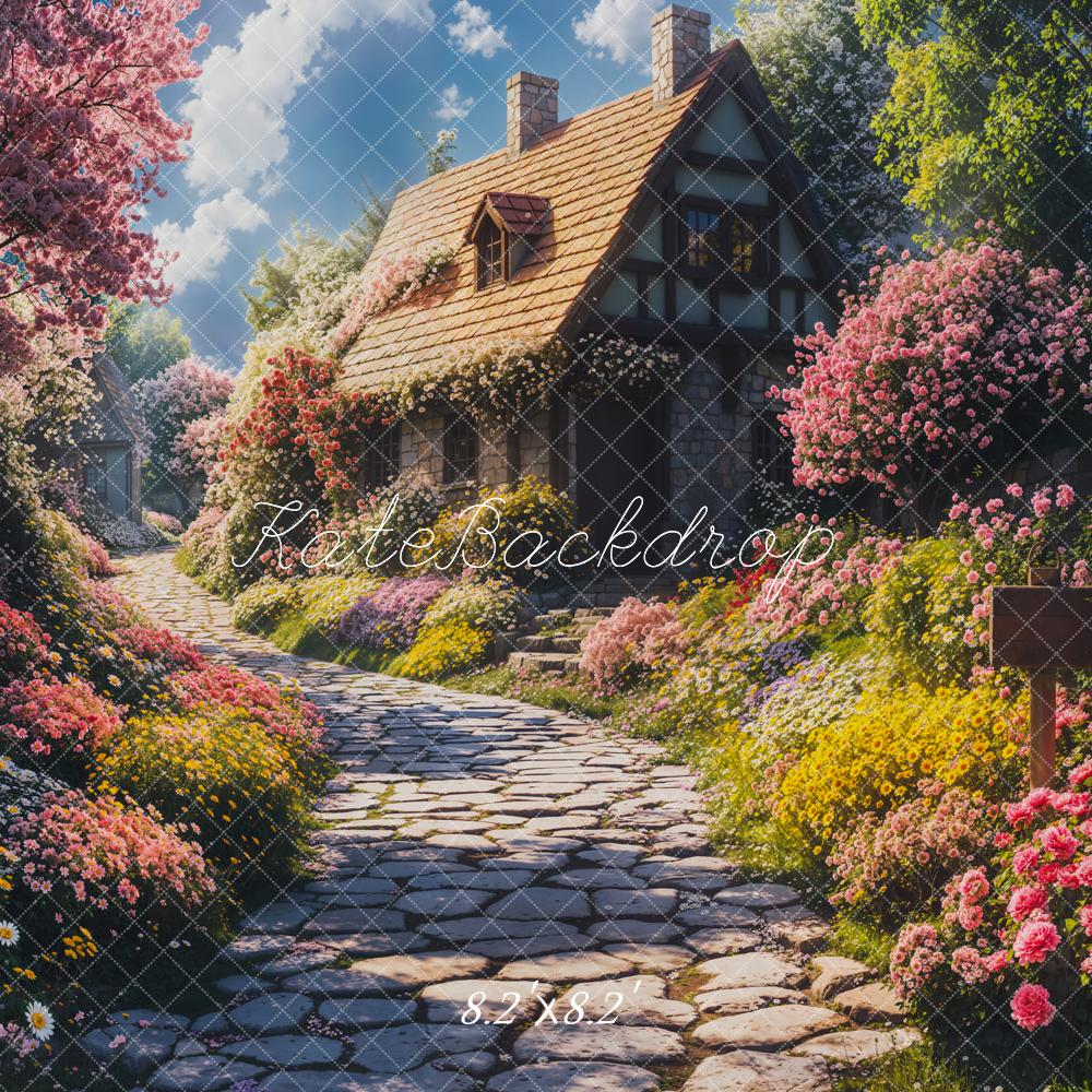 Fondo Floral de Sendero de Primavera Cottage Diseñado por Emetselch