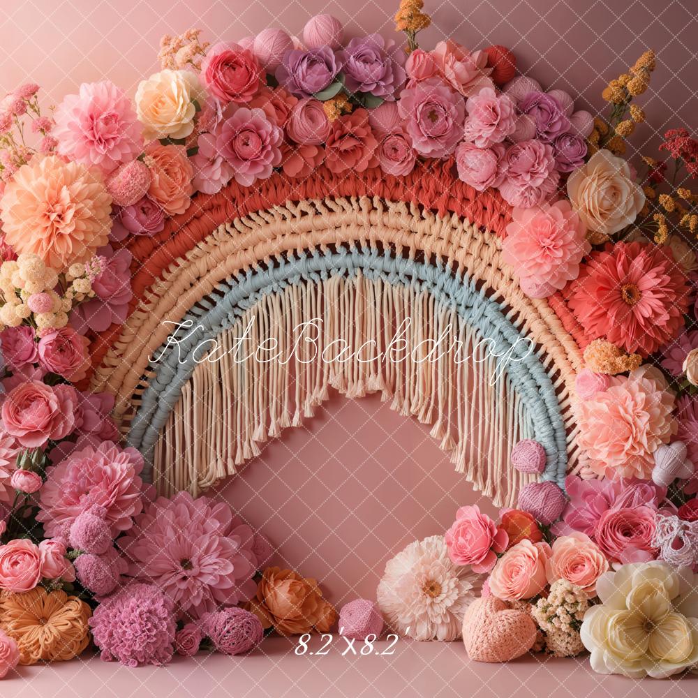 Arco Floral Boho de Primavera Fondo Arcoíris Diseñado por Emetselch