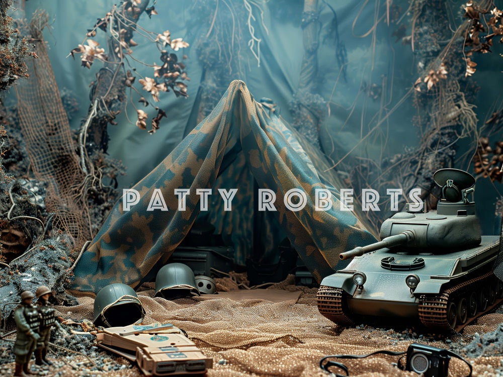 Kate Wild Forest Tent Tank Military Base Backdrop Designed by Patty Robert