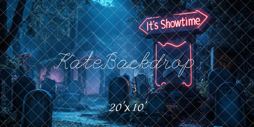 Kate Halloween Neon Graveyard Night Backdrop Designed by Emetselch