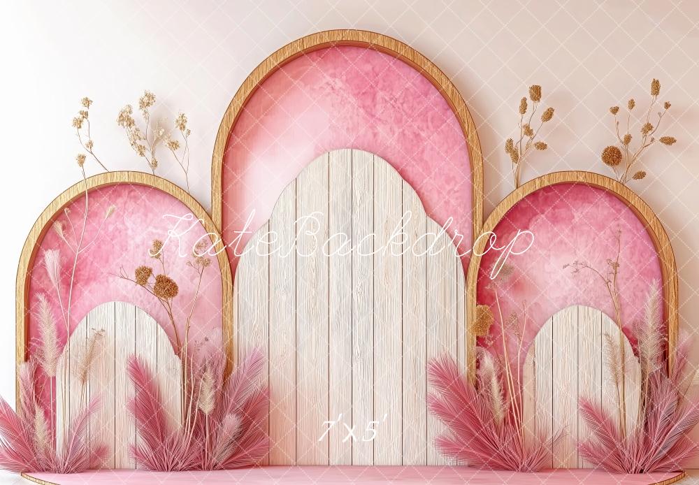 Kate Bohemian Pink Arch Pampass Grass Backdrop Designed by Patty Roberts