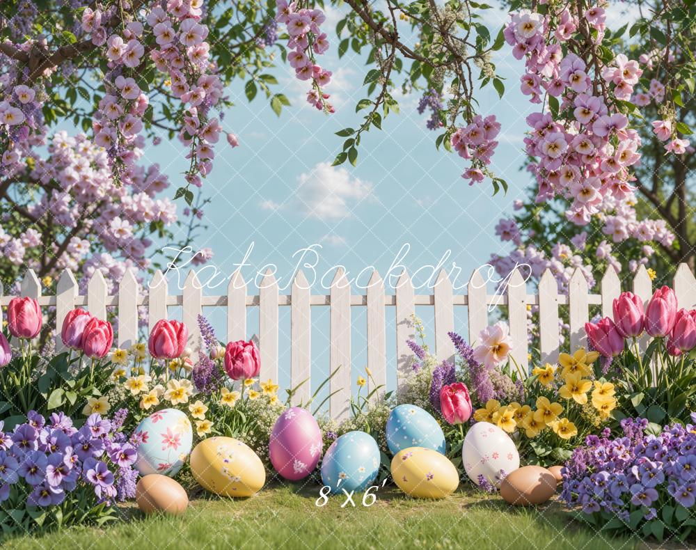 Kate Easter Egg Floral Garden Fence Backdrop Designed by Emetselch