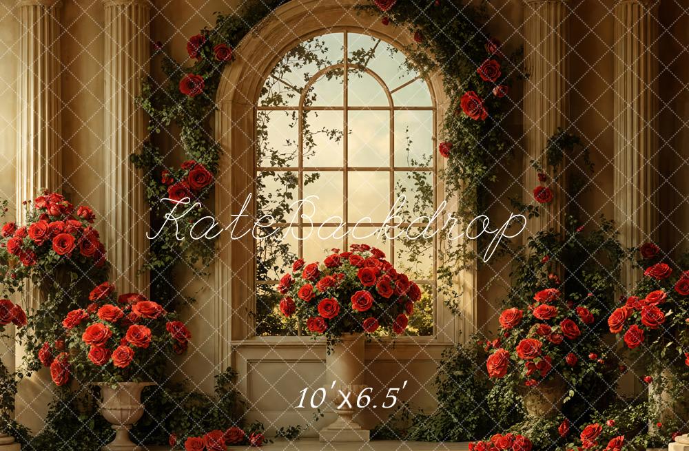 Kate Valentine Vintage Arched Window Rose Backdrop Designed by Emetselch