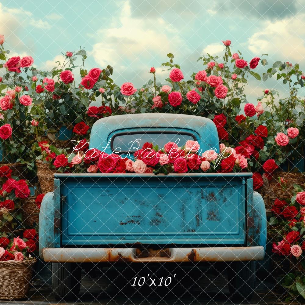 Kate Valentine Vintage Truck Rose Backdrop Designed by Patty Roberts