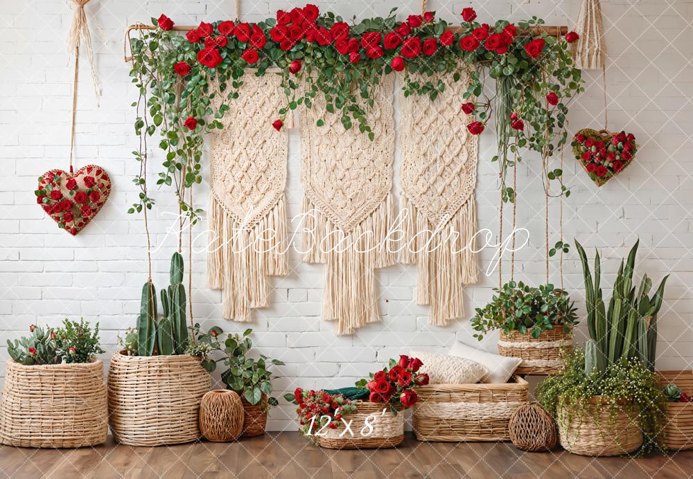 Kate Valentine Boho Floral Macrame Cactus Backdrop Designed by Emetselch