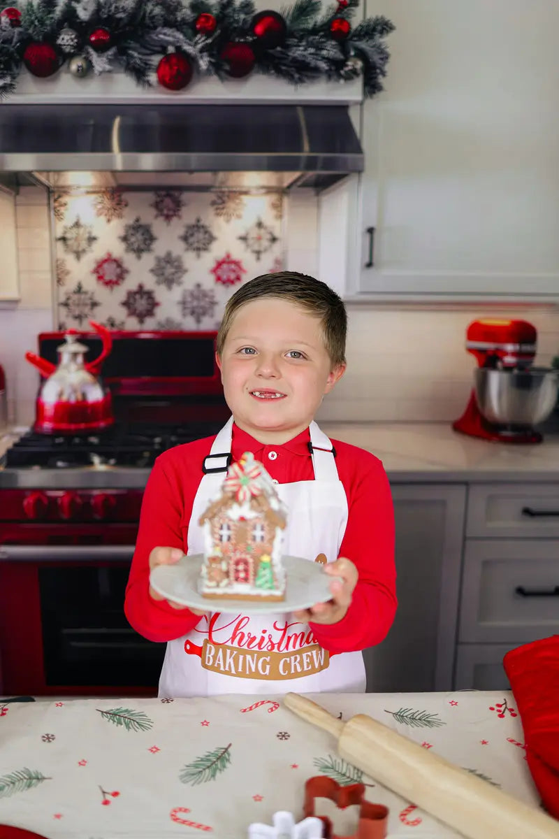 Kate Christmas White Modern Kitchen Red Oven Backdrop Designed by Mini MakeBelieve