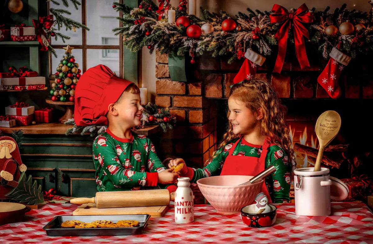 Kate Christmas Green Kitchen Fireplace Cabinets Backdrop Designed by Emetselch