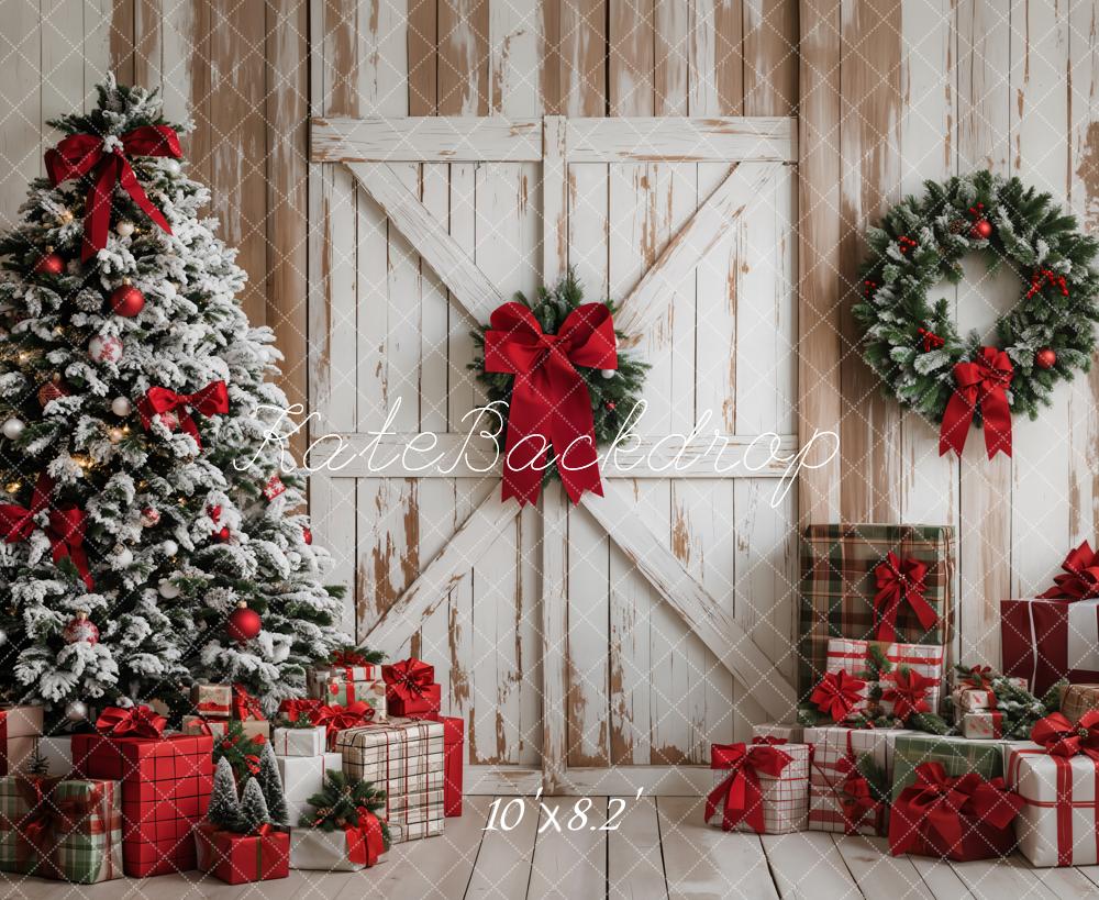 Kate Christmas Tree Wood Door Gifts Backdrop Designed by Emetselch