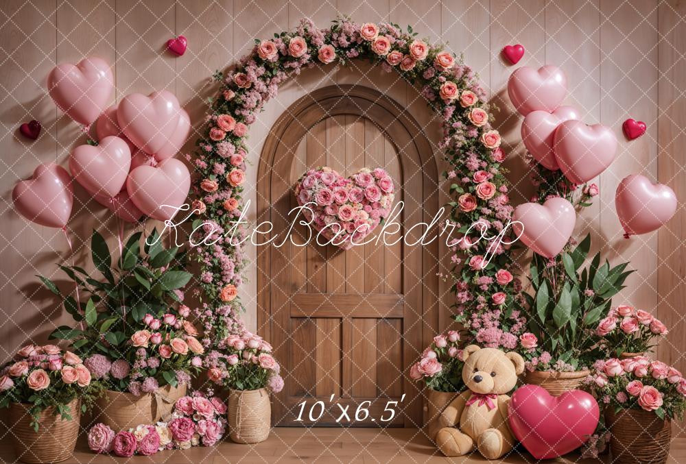 Kate Valentine Floral Arch Pink Balloons Backdrop Designed by Emetselch