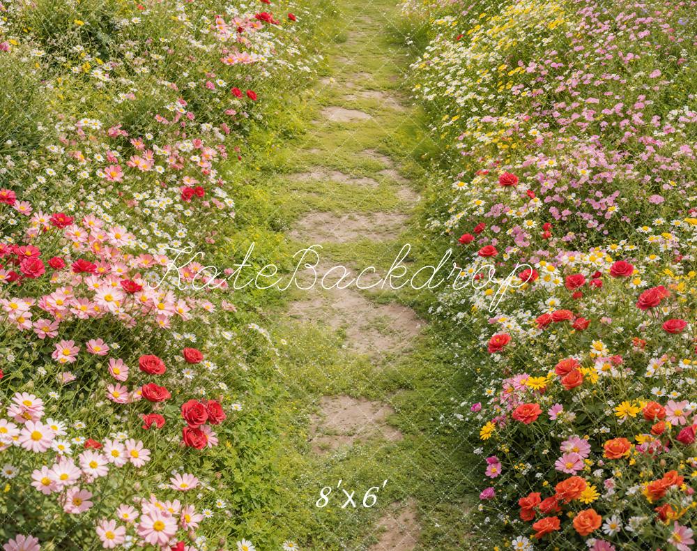 Kate Spring Floral Pathway Grass Floor Backdrop Designed by Emetselch