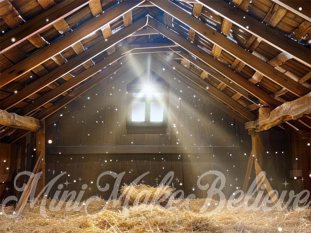 Kate Winter Christmas Brown Barn Backdrop Designed by Mini MakeBelieve