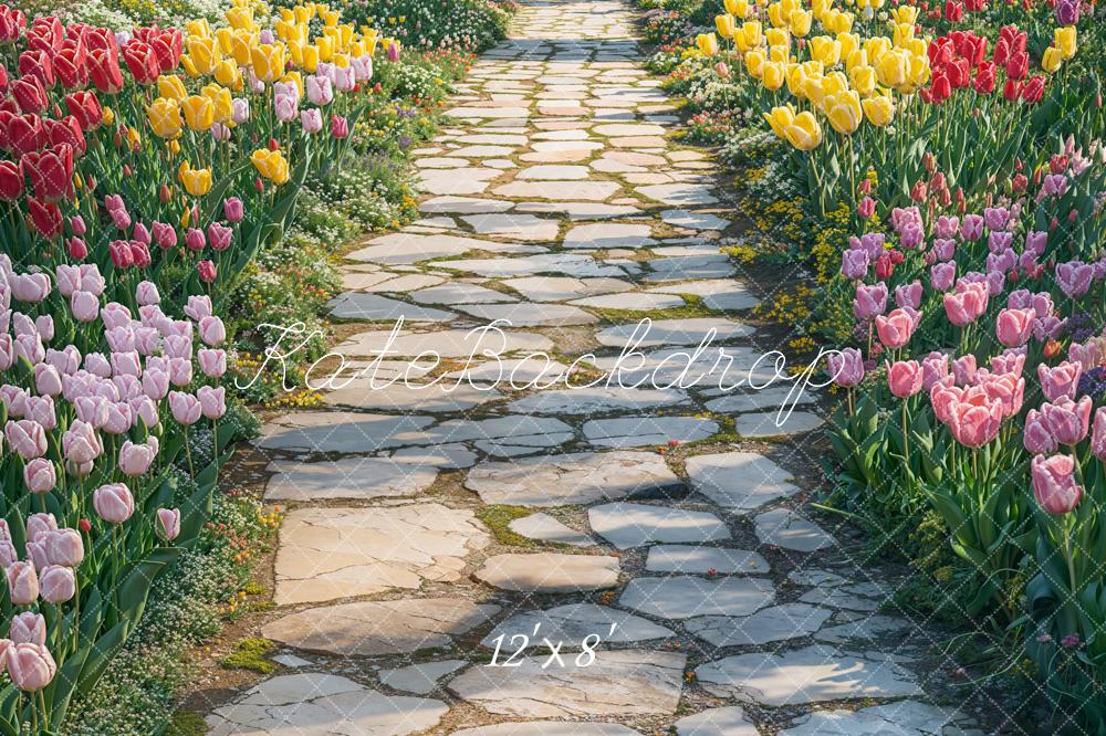 TEST Kate Spring Tulip Garden Path Floor Backdrop Designed by Emetselch