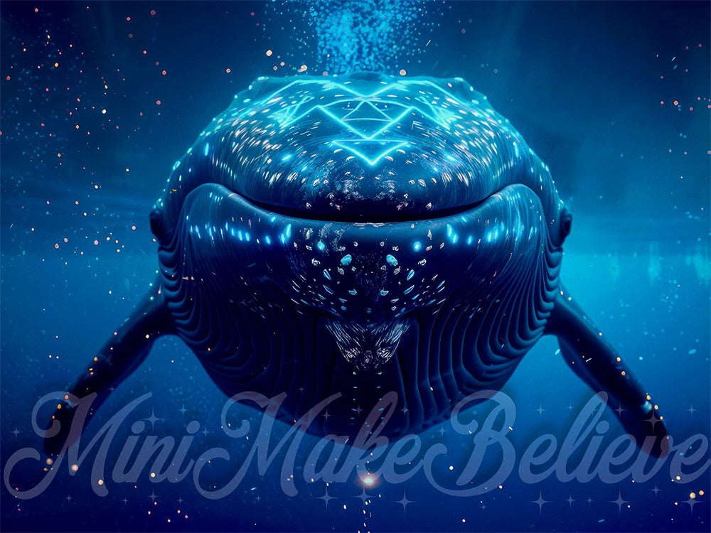 Dark Blue Sea Underwater Whale Foto Achtergrond Designed by Mini MakeBelieve