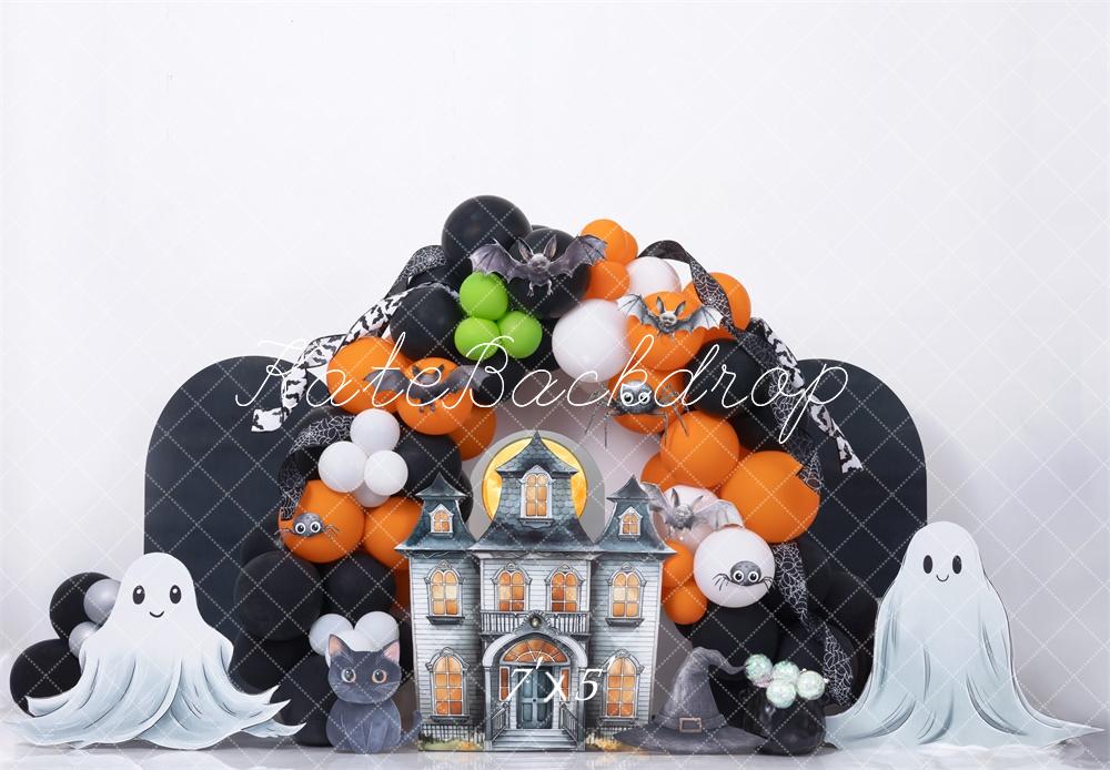 Halloween Cake Smash Spooky House Foto Achtergrond Designed by Mini MakeBelieve