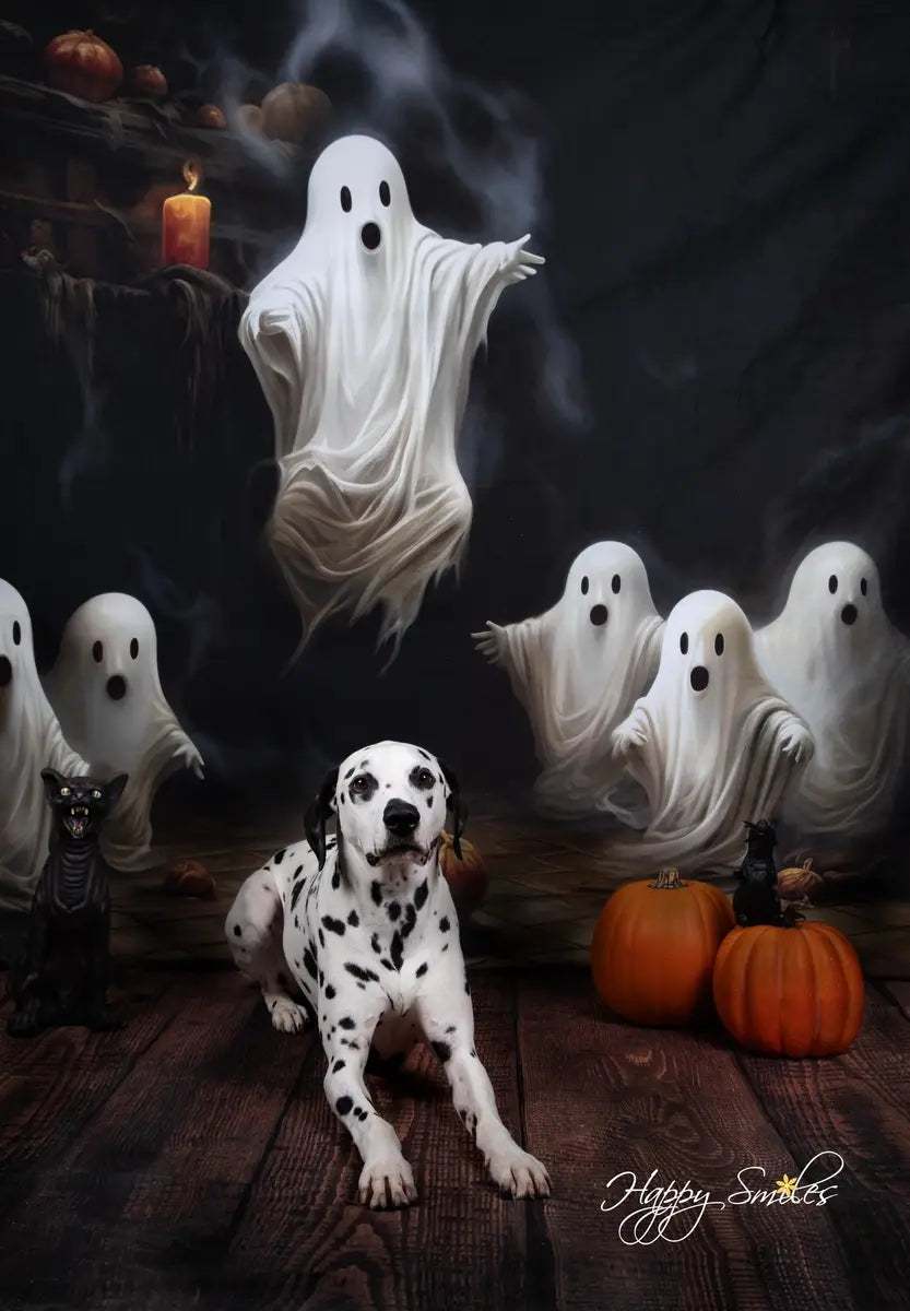 Spookachtige Halloween Geesten Foto Achtergrond Ontworpen door Patty Robert