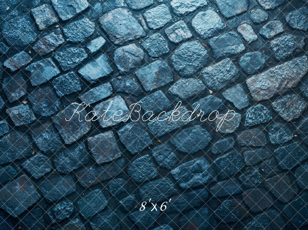 Kate Blue Cobblestone Floor Backdrop Designed by Emetselch