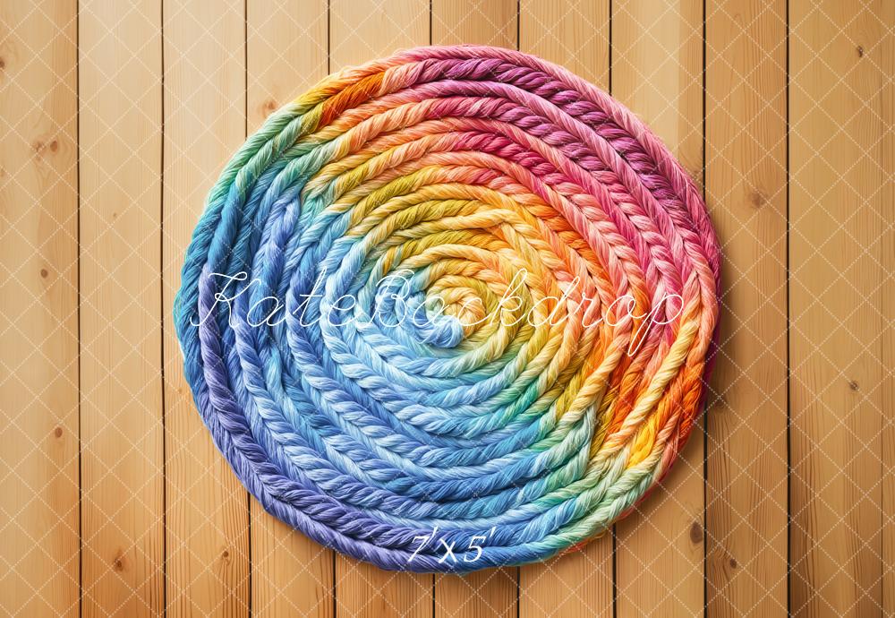 Kate Rainbow Yarn Circle Wooden Backdrop Designed by Emetselch