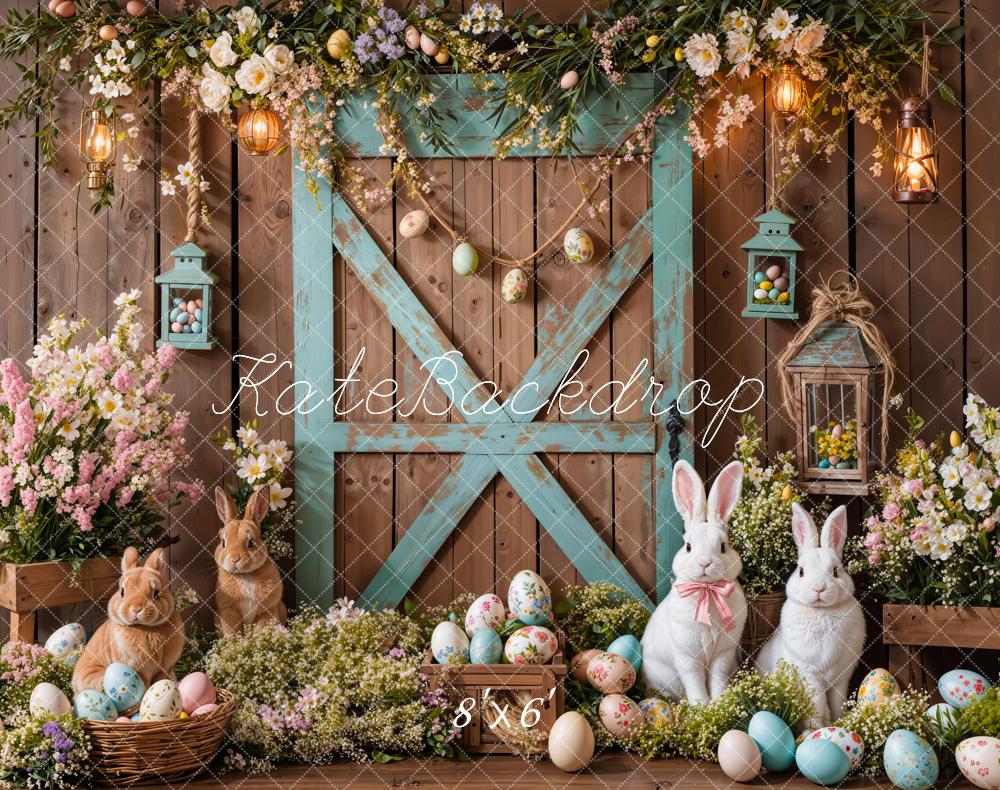 Fondo Floral de Puerta de Granja de Conejo de Pascua diseñado por Emetselch