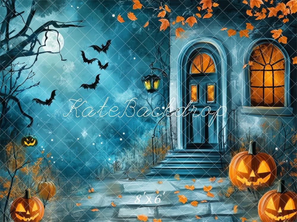 Halloween Cartoon Spooky House Foto Achtergrond Designed by Lidia Redekopp