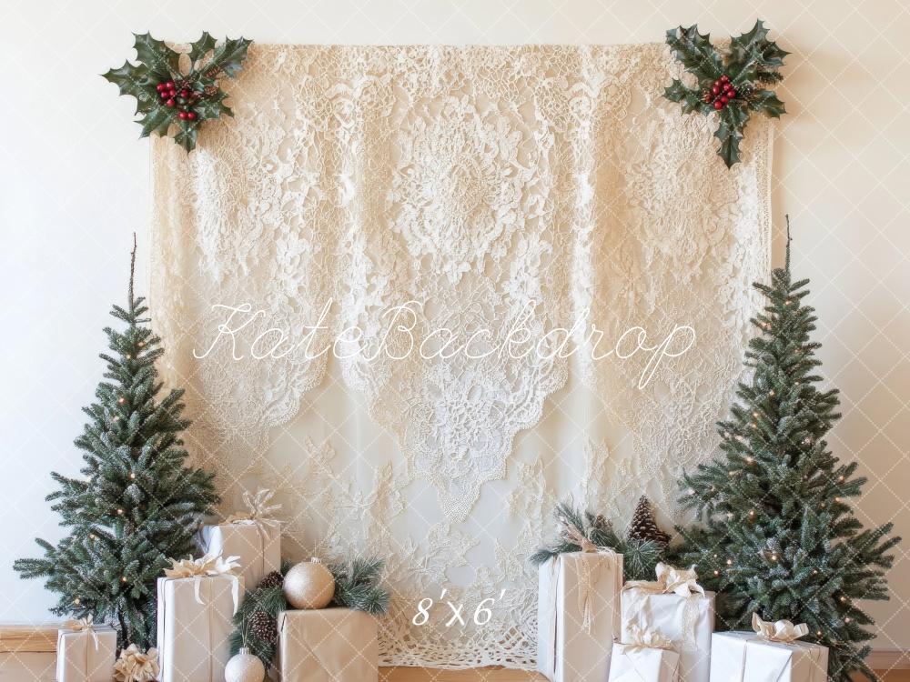 Kate Christmas Tree Boho Lace Backdrop Designed by Lidia Redekopp