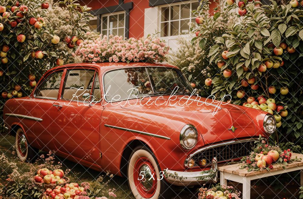 Kate Spring Vintage Car Apple Orchard Backdrop Designed by Emetselch